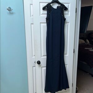 Carmen Marc Valvo Navy and black evening dress